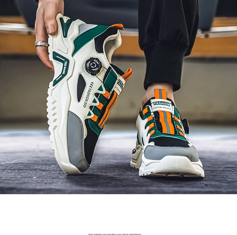 

Casual sports shoes four season soft soled non slip outdoor running student sneakers Men's Korean rotating buckle fashion