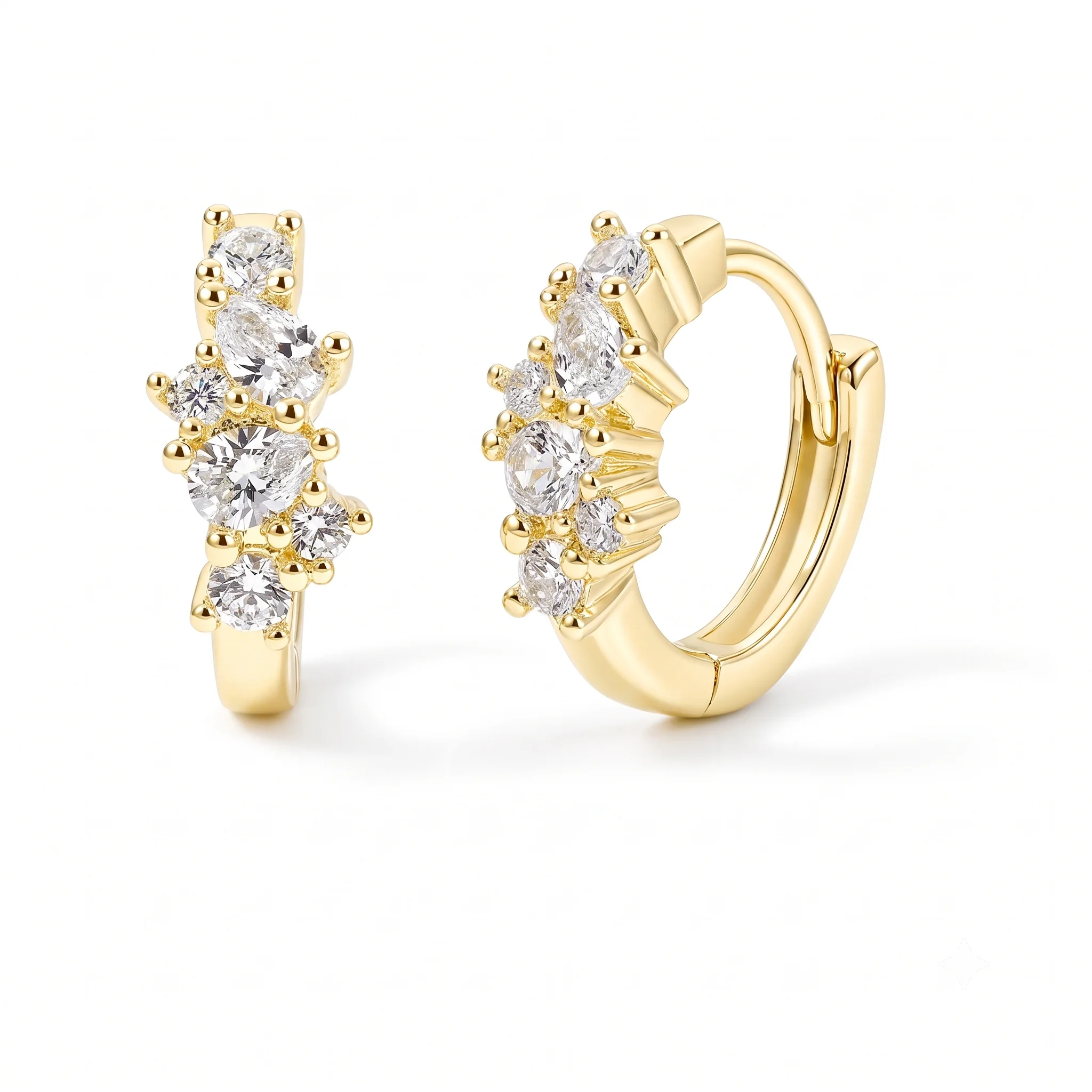 Moonmory Original Design Minimalistische Luxusmarken Messing Marquise Creolen für Damen 14K Doppelt vergoldete Birnenohrringe – Detail 13