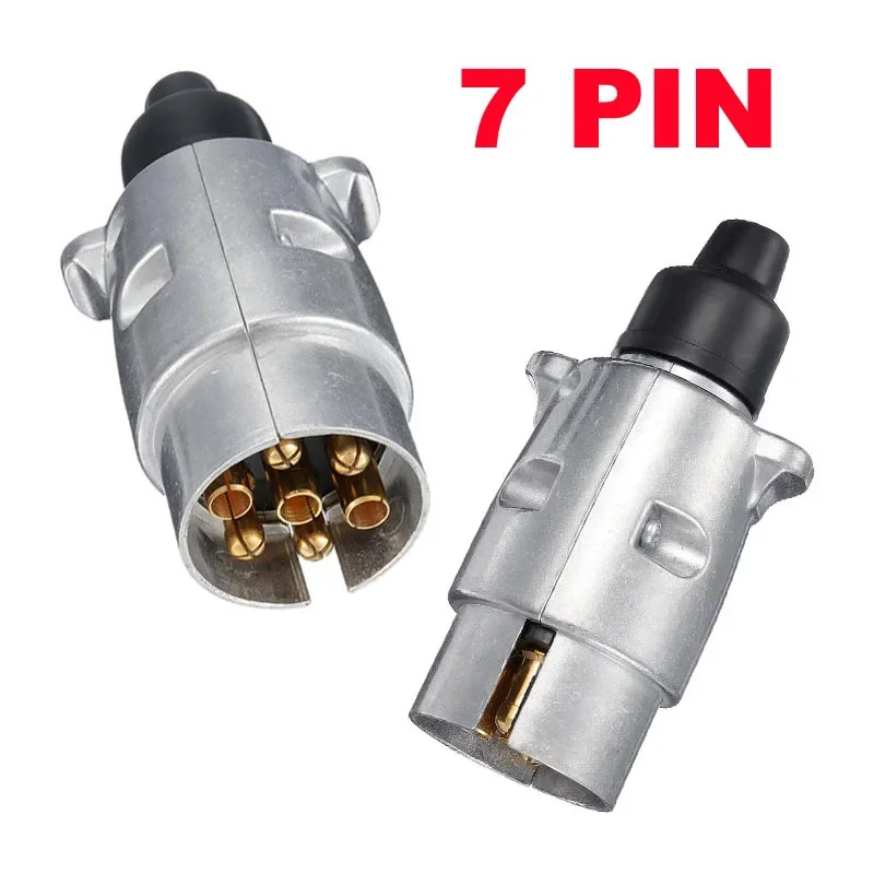 12V 7 Pin Aluminum Alloy Plug Trailer Connector Towing Supply Power Tool Caravan Truck Socket Accessories EU Plug Adapter