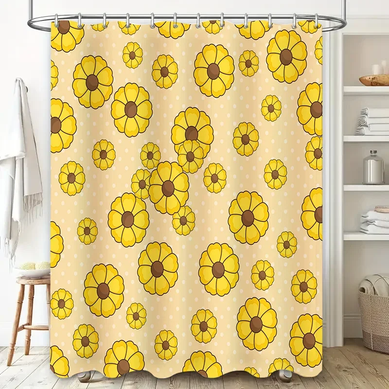 

Занавеска для душа с желтым цветком, полиэстер, водонепроницаемый декор для ванны, украшение для дома