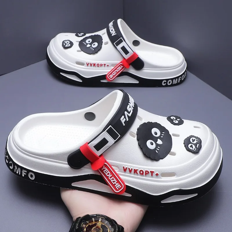 Cave shoes male summer outside wear cartoon trend fashion home home couples non-slip hole sandals beach Baotou slippers male