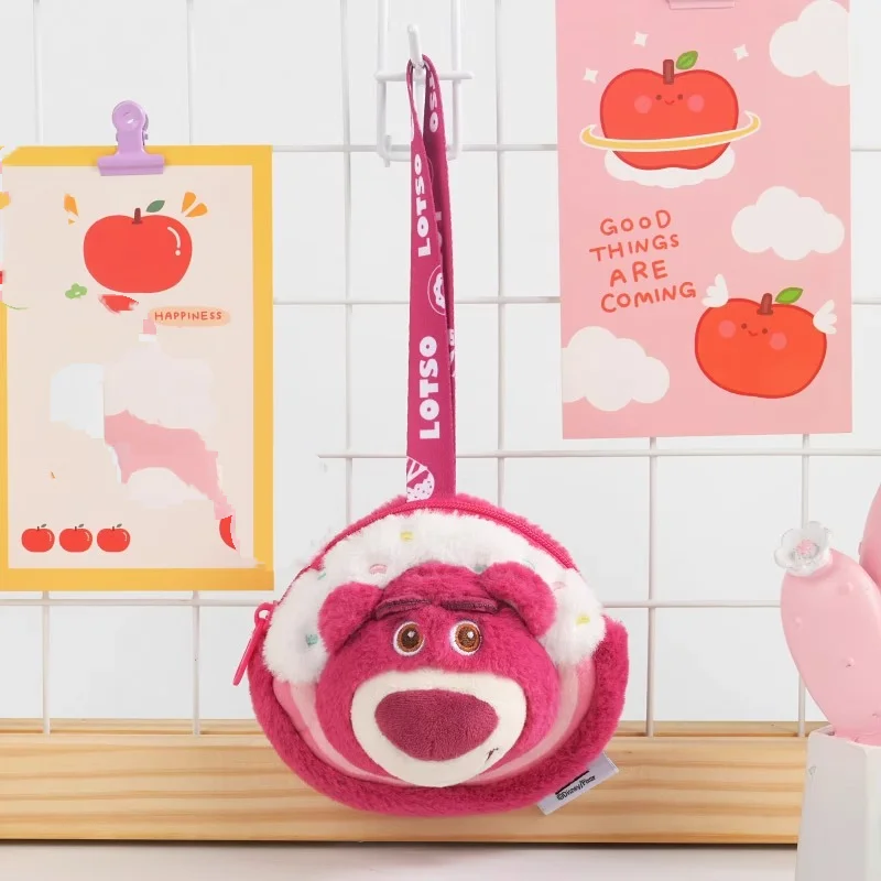 

Disney Lotso Cute Plush Wrist Bag Cartoon Bear Coin Purse with Lanyard Daily Use Style