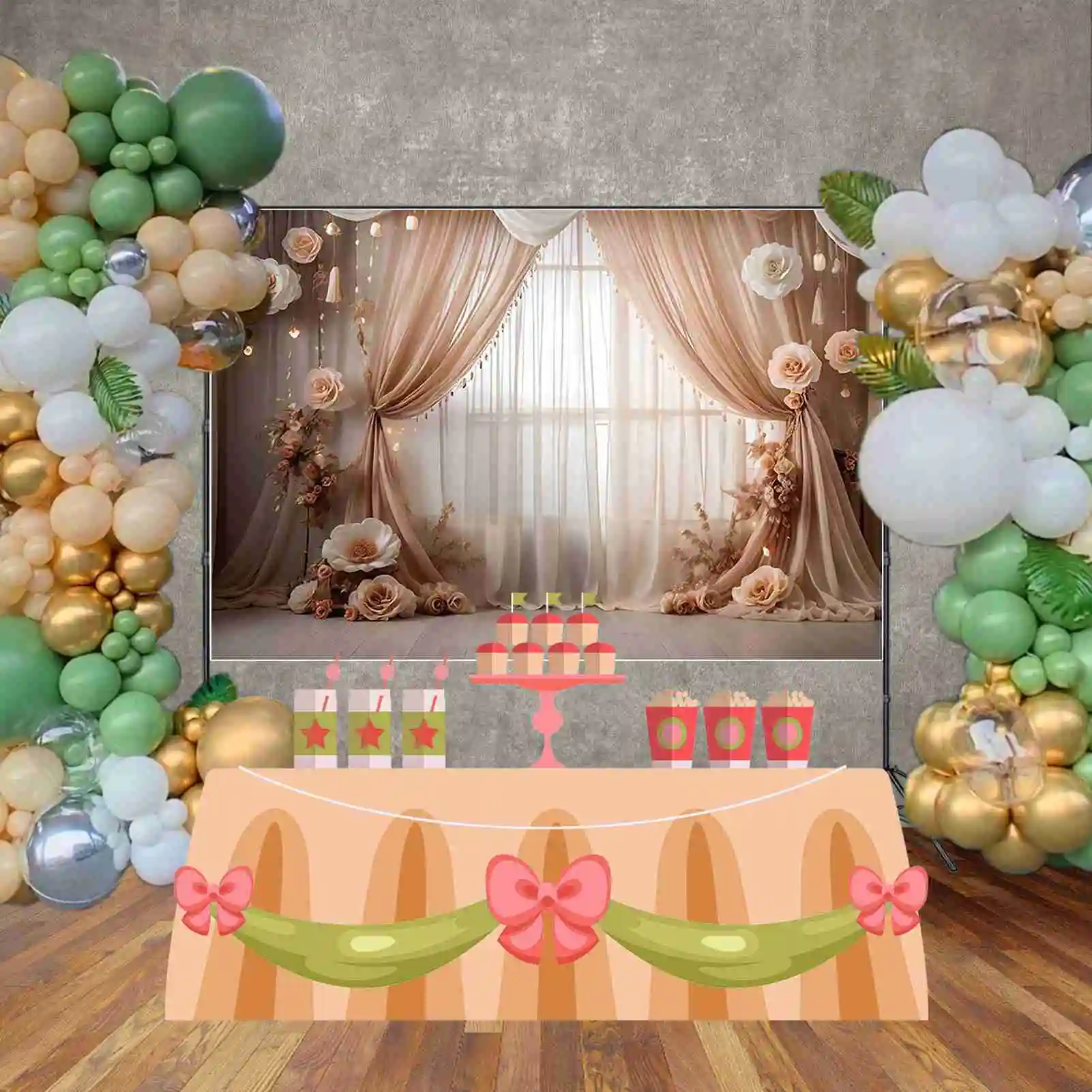 Богемный белый фон для дня рождения MOON.QG, драпированные тканевые фоны для стен с цветочным рисунком для девочек, Оригинальное оформление