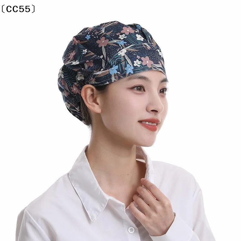 Polyester Cotton Printed Bouffant Scrub Caps Breathable Fabric Various Patterns For Nurses Doctors Beauty Salons〔CC55〕
