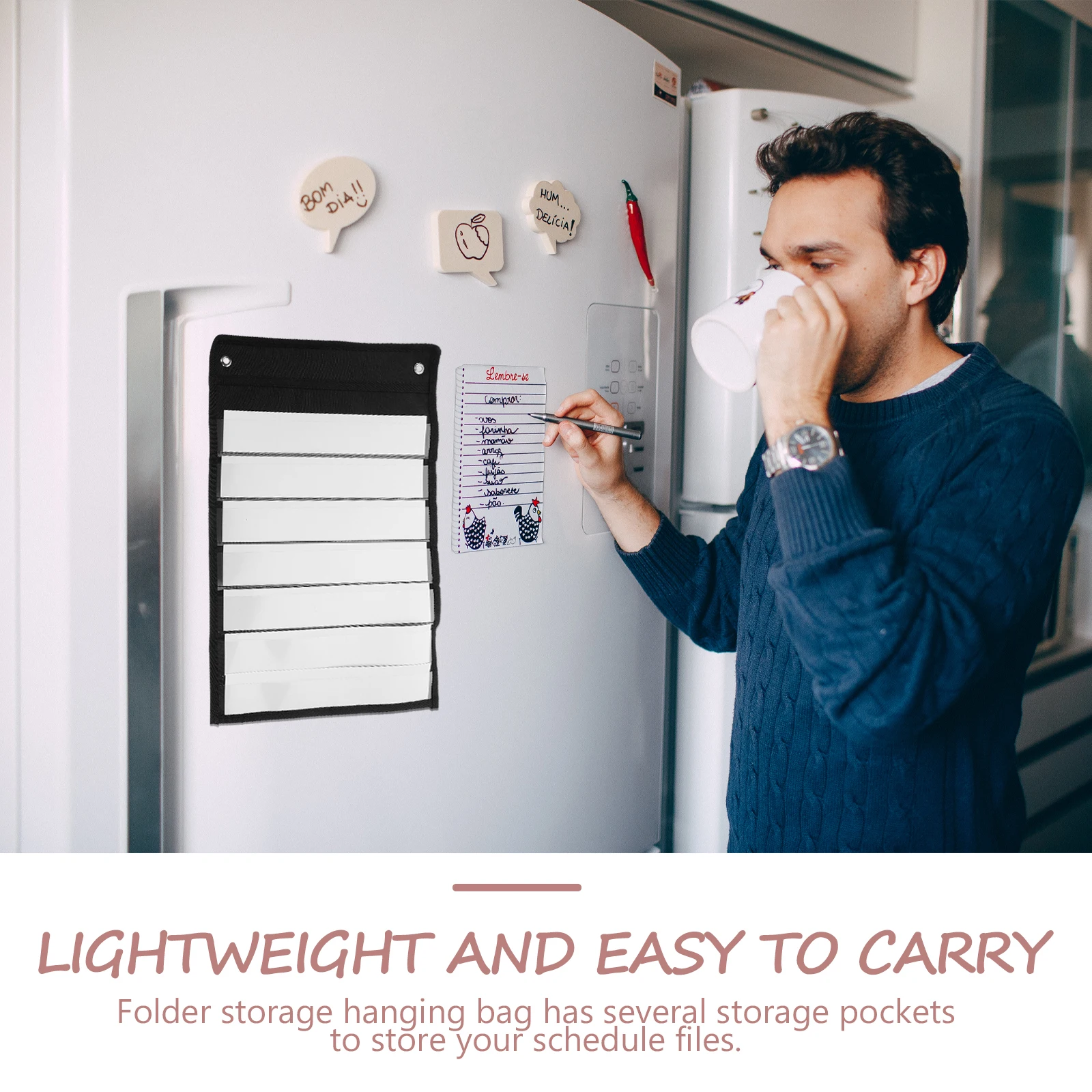 

Magnetic Hanging Bag Pocket Chart Scheduling Storage Classroom Decor Black