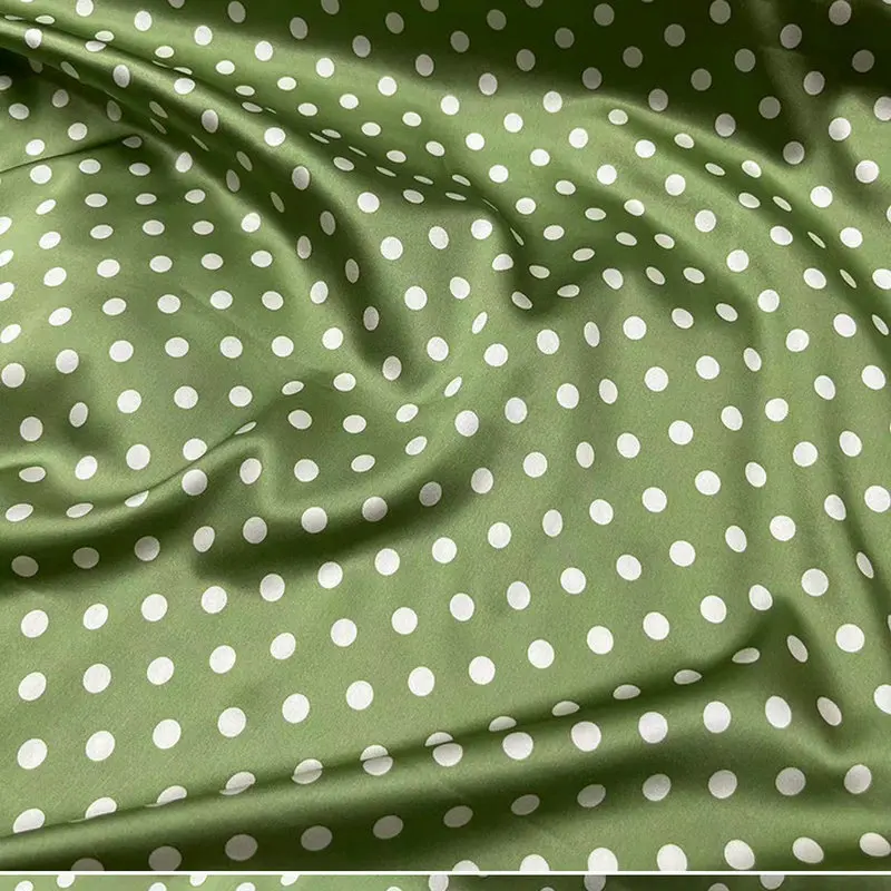 Polka Dot Printing Elastic Silk Satin Fabric