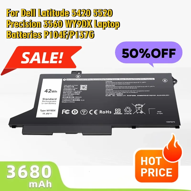 

For Dell Latitude 5420 5520 Precision 3560 WY9DX Laptop Batteries P104F/P137G