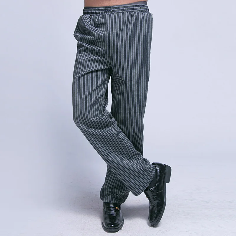 

Men Chef Pants Cook Chef Bakery Pant with Elastic Waist Hotel Restaurant Kitchen Chef Long Pants Food Service Bottoms Uniform