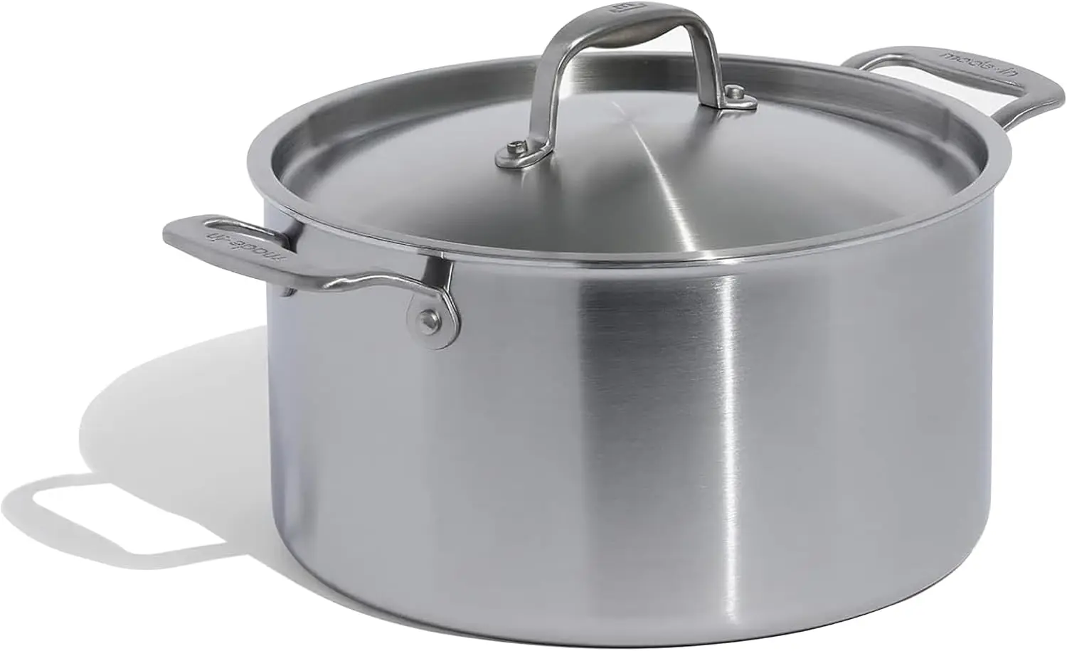 8 Quart Stainless Steel Stock Pot With Lid  5 Ply Stainless Clad  Professional Cookware  Crafted in Italy - Induct