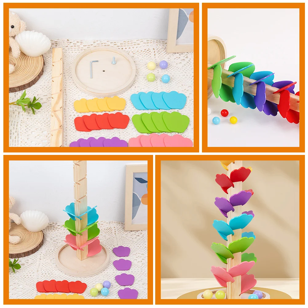 Wooden Toy Assemble Tree Track Rainbow Musical Kit Ball Run Game Marble Building Blocks Puzzle