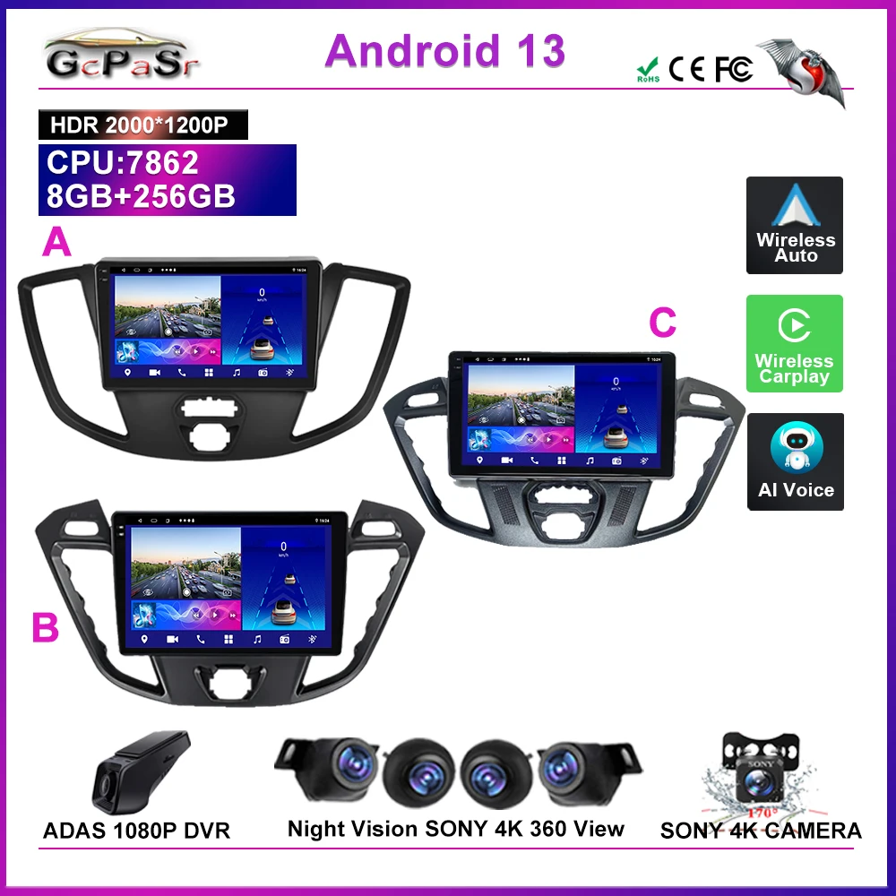 

Car Radio Android 13 For Ford Transit 2015 Stereo DSP Multimedia Video Player Navigation NO 2Din DVD WIFI High-Performance CPU