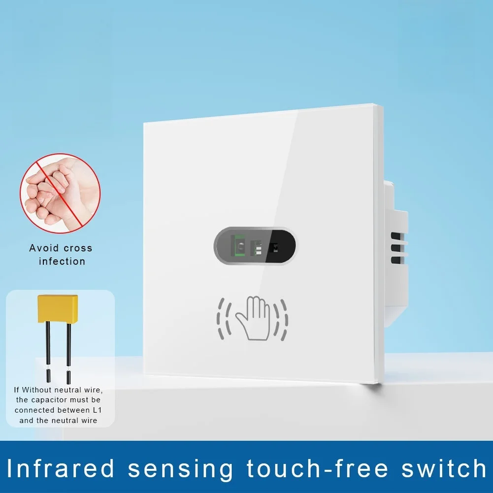 EU Smart Switch WiFi for ble Infrared Touchless for wave Control Light Switch AC100-240V 50-60Hz 400W 8.6x8.6x3.5cm White