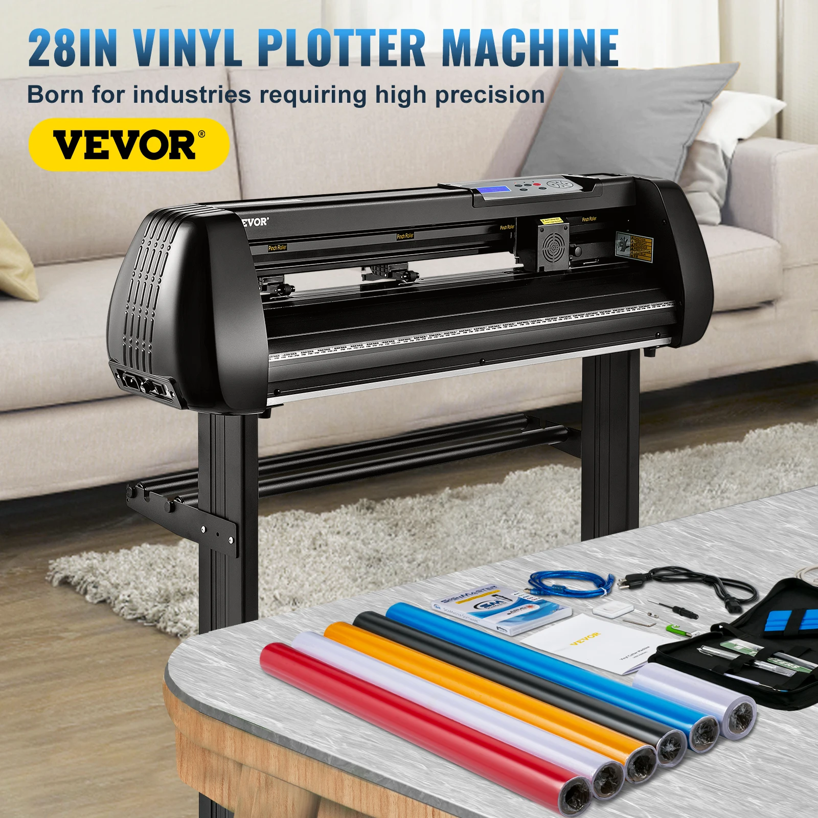 VEVOR 28/34 Inch Vinyl Cutter Plotter Labels Printer Sign Cutting Machine LCD Display Bluetooth SignMaster Software Kit Bundle