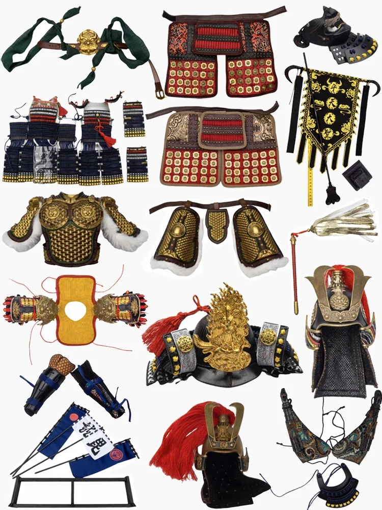 1:6 Miniature Ancient Soldier Helmet Belt Armor Dust West Tour Play Bull Devil Battle Flag Doll Accessories lol surprise