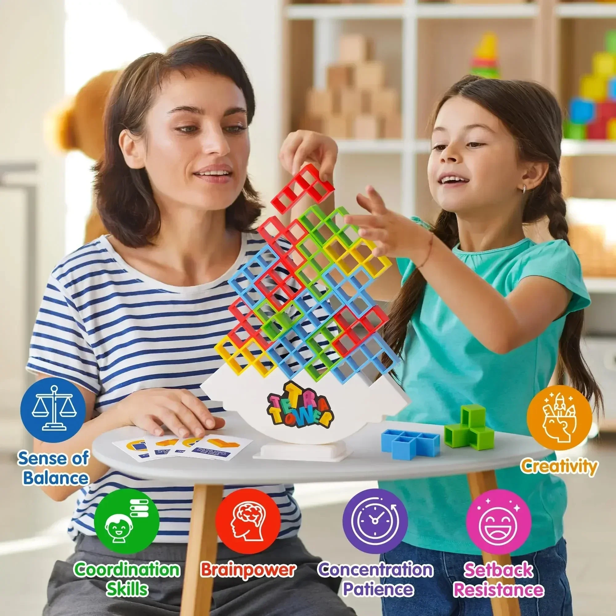 Puzzels Tetra Toren Leuk Balans Stapelen Bouwstenen Bordspel Voor Kinderen Volwassenen Vrienden Team Slaapzaal Familie Game Night Partie