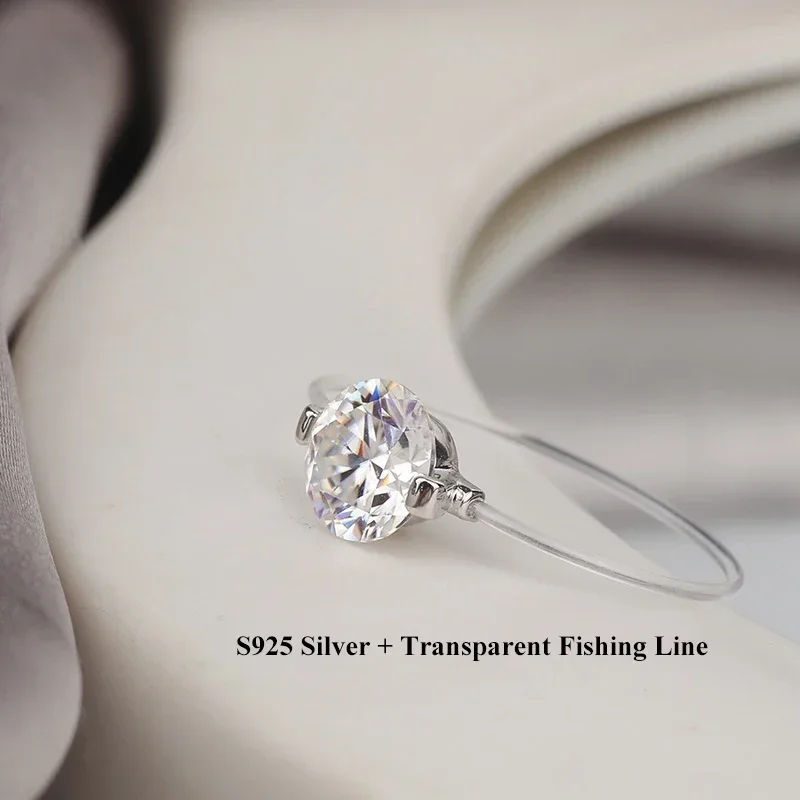 NASIA0.8-3CT Transparent Fishing Line Moissanite Ring GRA S925 Silver Round Diamond Rings Wedding Bands for Women Man 2026