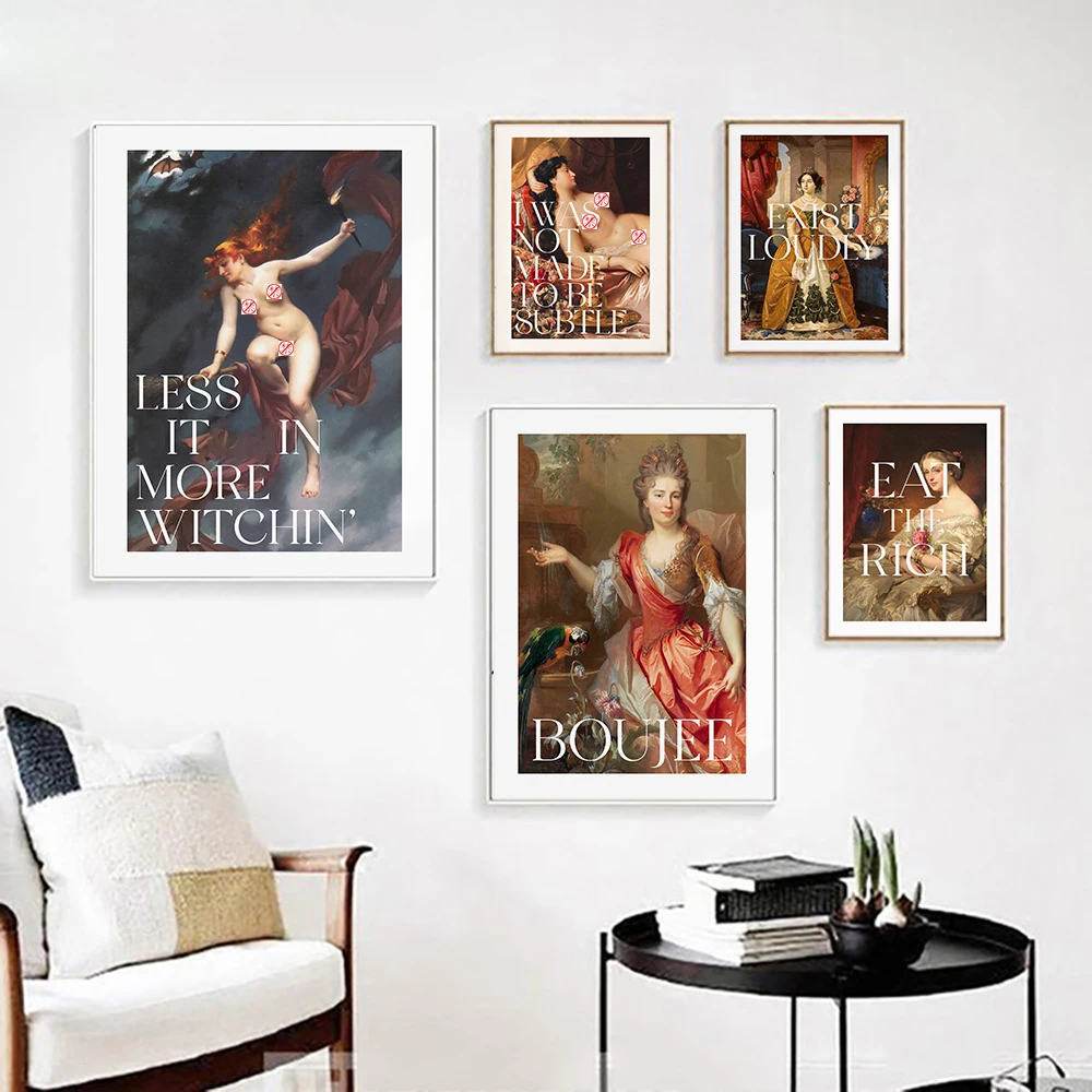 Funny Retro Sexy Girl Humour Quote Poster Fashion Renaissance Canvas Painting Classic Vintage Woman Art Room Home Decor Print