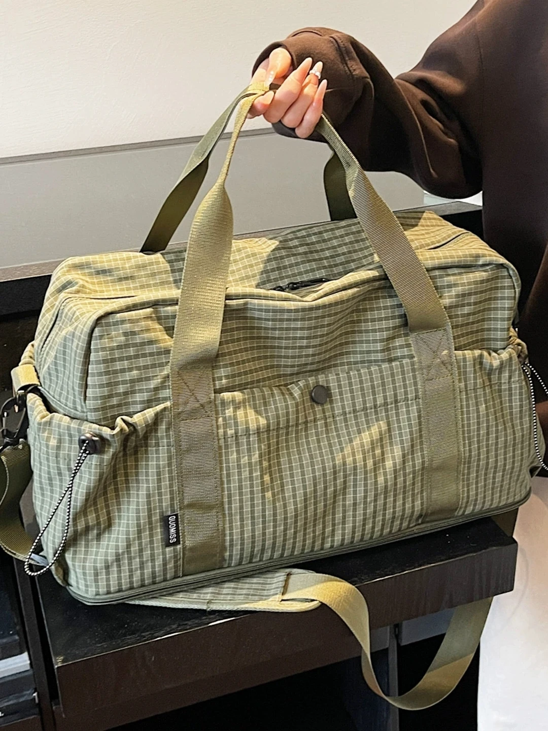 lightweight-portable-travel-luggage-bag-with-handle-expandable-wet-and-dry-separation-maternity-bag-fitness-bag-oxford-cloth