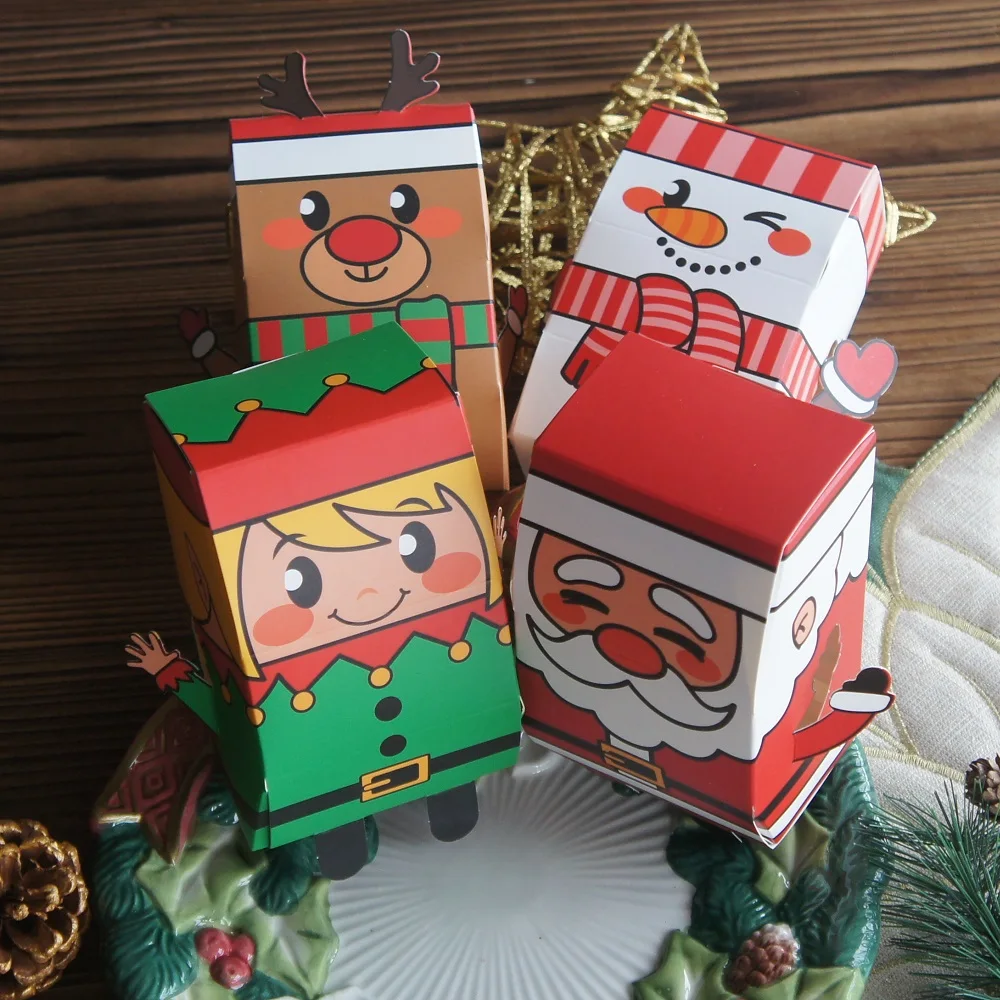 

12pcs Christmas Santa Elf Want Hug Paper Paper Box As Handmade DIY Candy Chocolate Gift Packaging Party Favors Decor