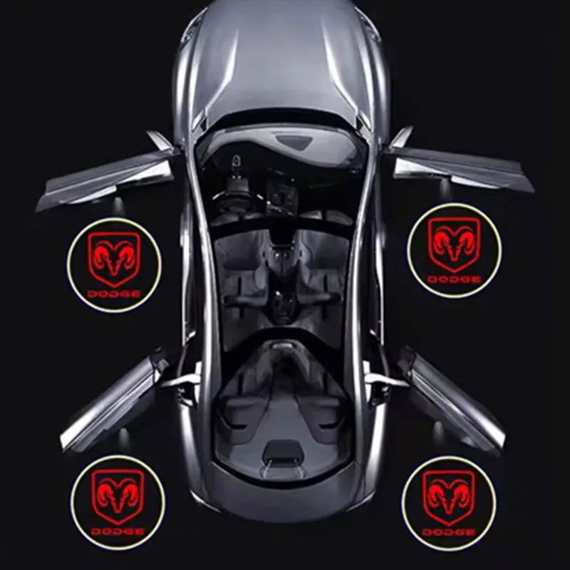 2 יחידות/סט תאורת אזהרה LED לפתיחה של דלת רכב עם חיישן אינפרא אדום, מנורת קבלת פנים לדגמי דודג' ראם SRT קליבר Jcuv צ'לנג'ר קרוואן ג'רני