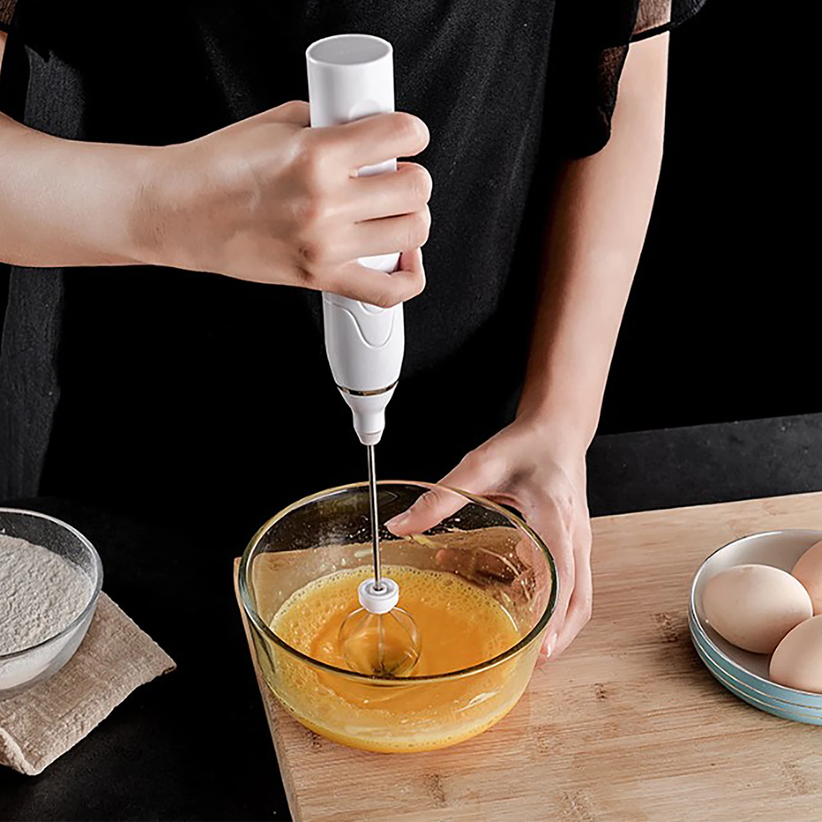 Electric Hand Mixer USB Rechargeable Automatic Egg Beater Milk Frother Large Capacity Battery Operated Milk Mixer