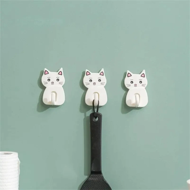 

Paste Hook Abs Cute Cat Shape Strong Load-bearing Adhesive Design Environmentally Friendly Waterproof Moisture-proof Wall Hooks