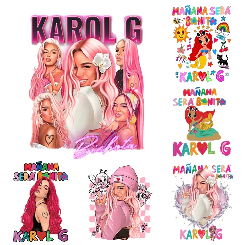 Manana Sera Bonito Karol G Toppe per vestiti Moda Trasferimento di calore Adesivi termici T-shirt fai da te Termoadesiva per le donne Appliqued