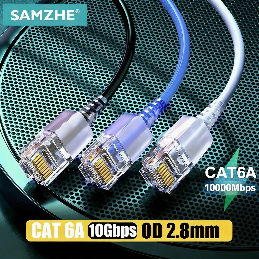 Image of SAMZHE Cat6A Ethernet-Kabel 10Gbps Cat6 LAN UTP RJ45 Schlankes Netzwerk-Patchkabel für PC, Internetmodem, Router Cat 6 Ethernet-Kabel