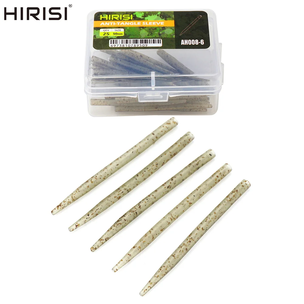 Hirisi 25pcs Carp Fishing Anti Tangle Sleeves Connect with Hook for Carp Fishing Terminal Tackle Fishing Accessories