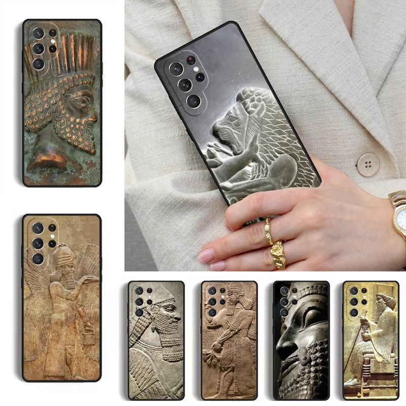 Carving Assyrian Mesopotamian MOBILE Phone Case for Samsung Galaxy S26 S25 Ultra S24 S23 S22 S21 Plus Note 10 Bumper Cover