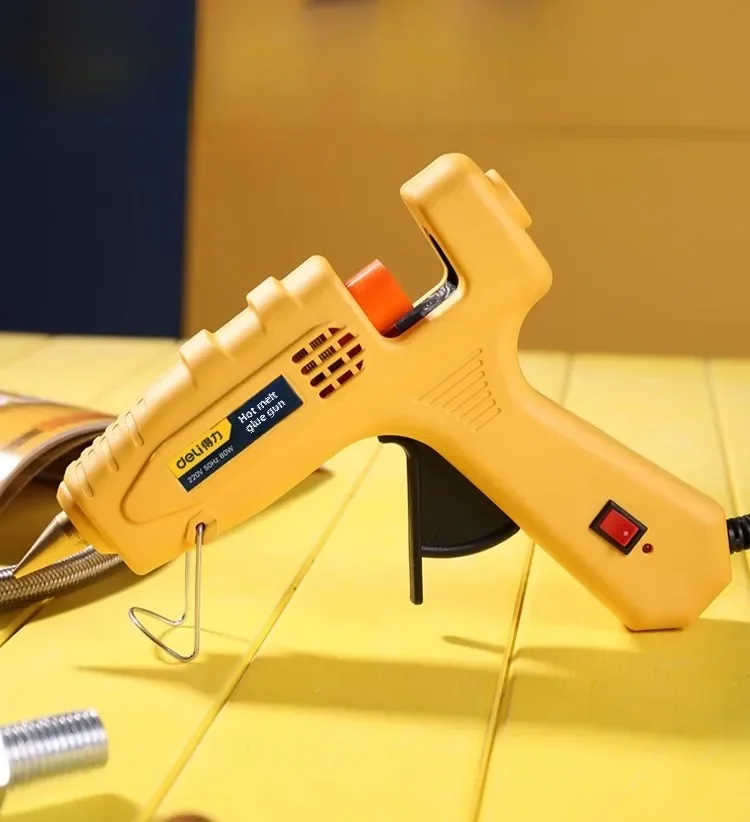 20W/40W Yellow Hot Melt Glue Gun Kit with 30 Sticks - Dual Voltage (110V/220V), Craft Tool Set