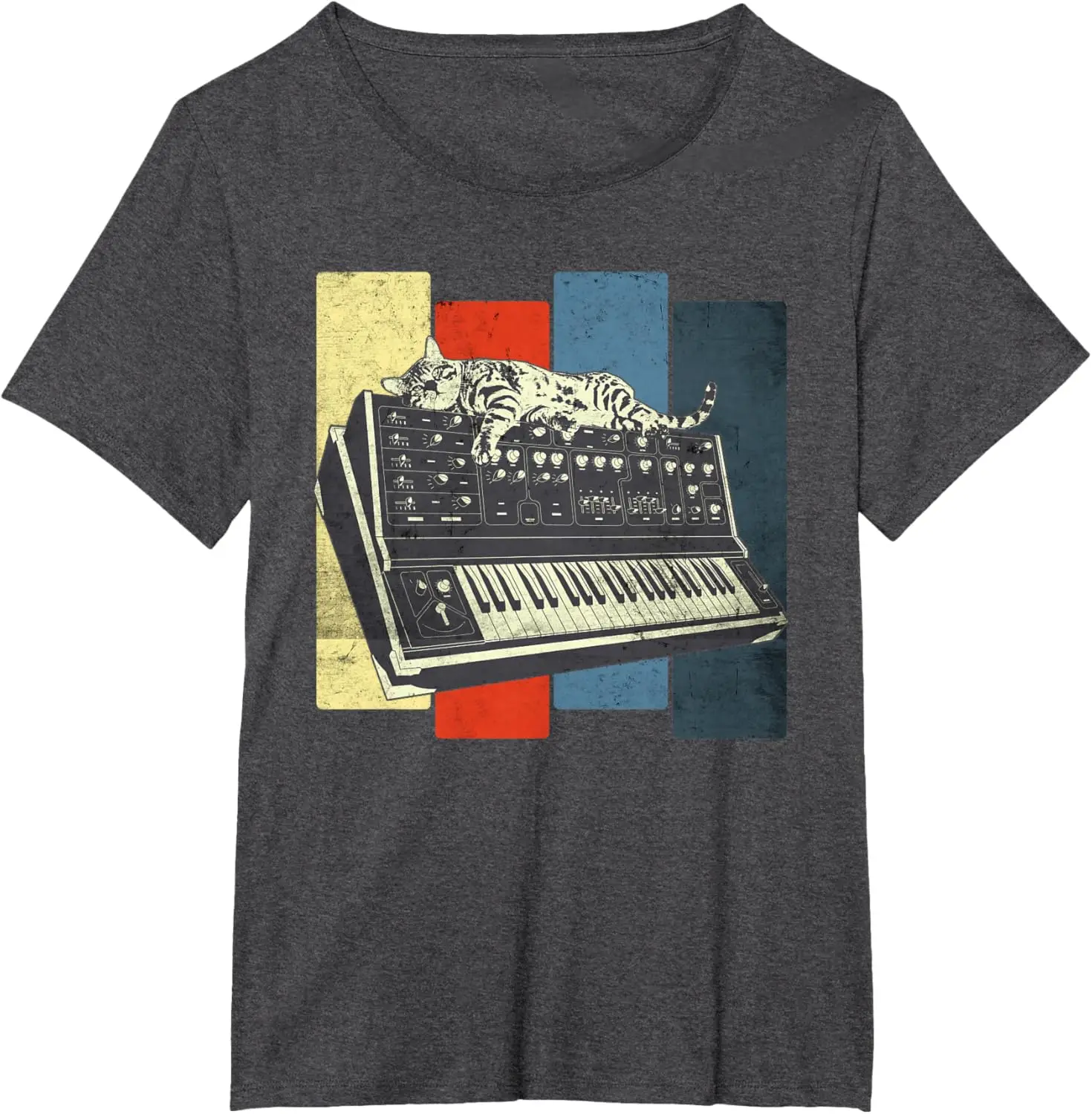Modular Synthesizer Keyboard Techno Vintage Analogue Cat T-Shirt