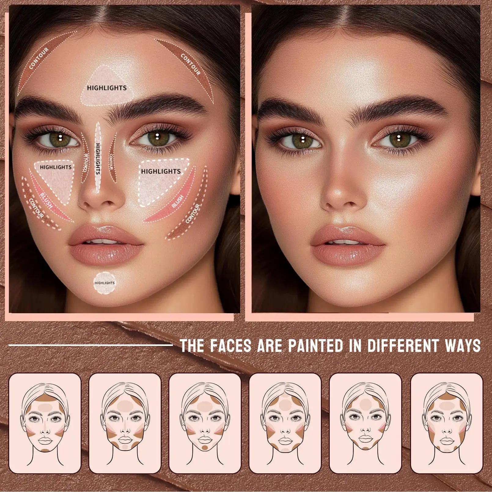 3Pcs Concealer Stick Set Wasserdichte Öl Kontrolle Highlighter Kontur Erröten Creme Multifunktionale Make-Up Schönheit