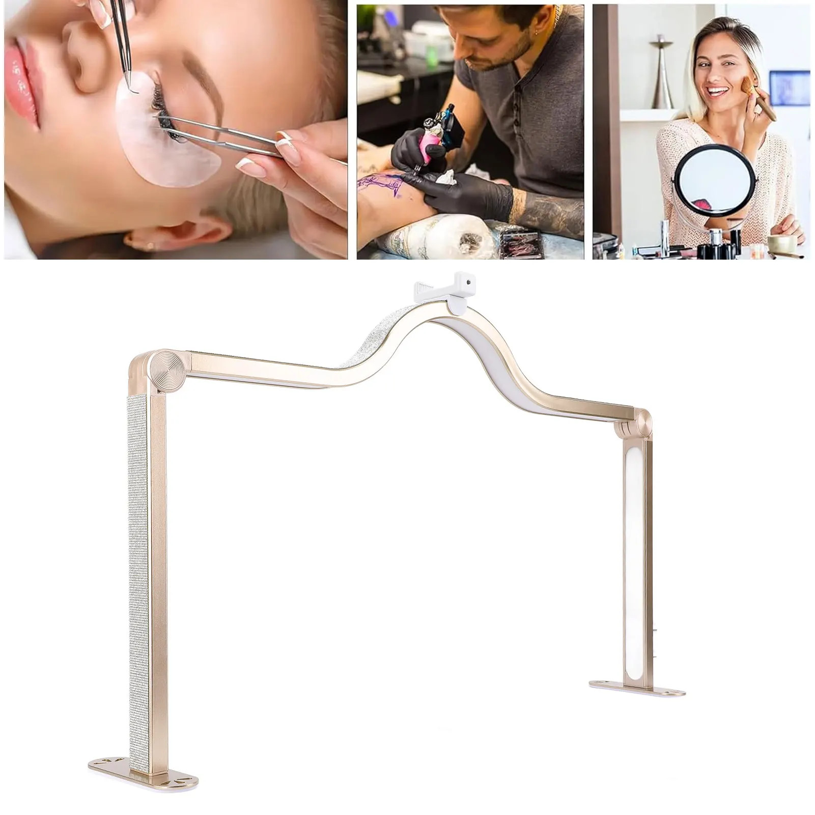 Foldable Lash Table Lamp Adjustable 3000K-6000K Large Rotating Key Foldable Nail Tech Light for Eyelash Extension