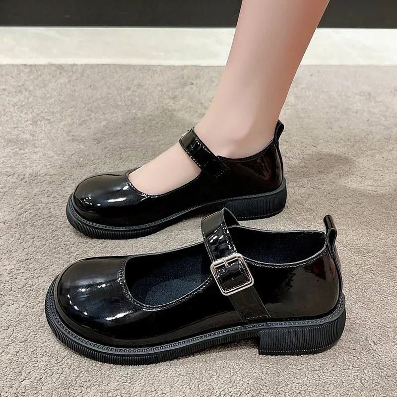 Women's 2025 Spring/Summer/Autumn New British Academy Style Low Heel Round Toe Mary Jane Single Shoes with Small Leather Shoes