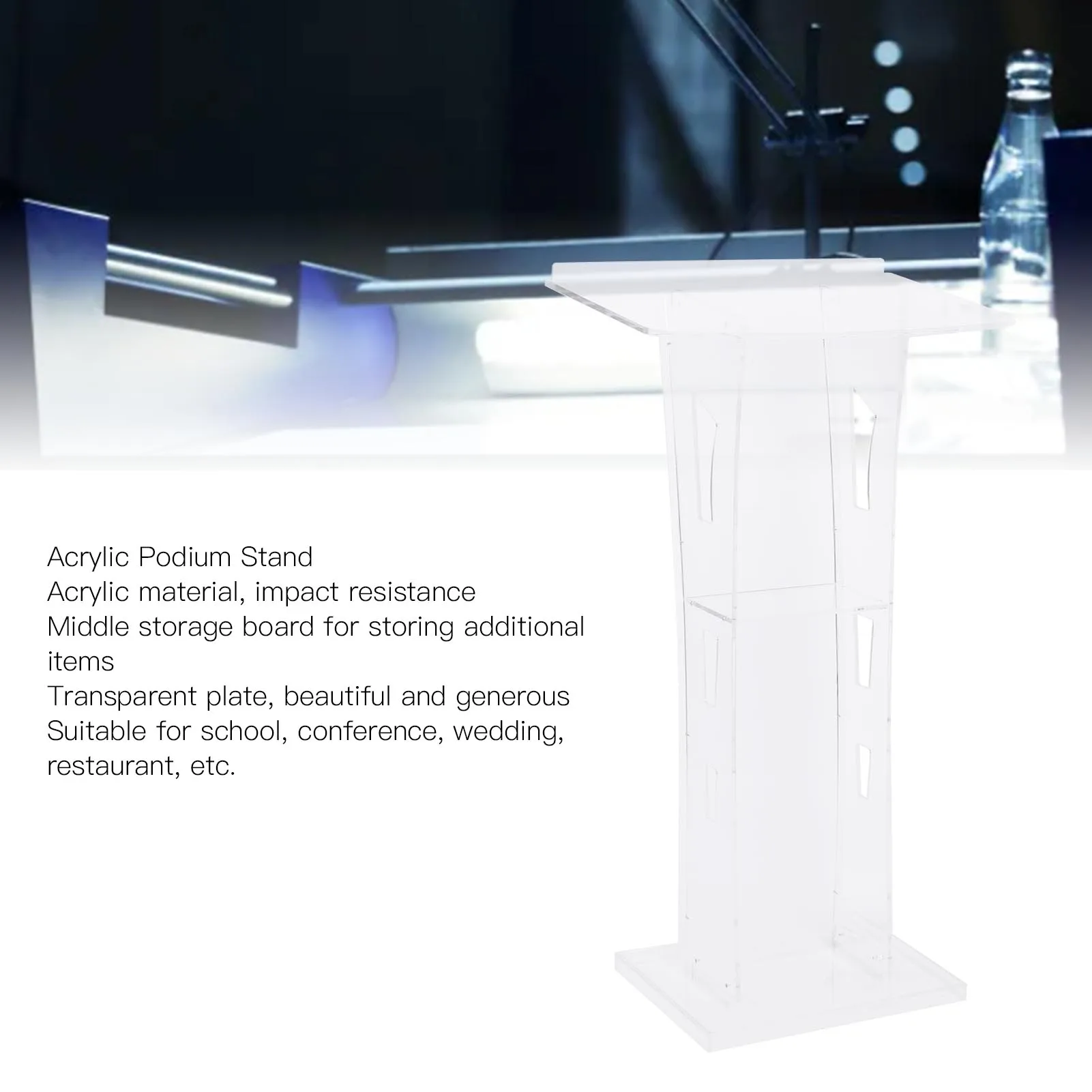 Standing Acrylic Podium Conference Hosting Platform Transparent Celebration Stand Assembly Set