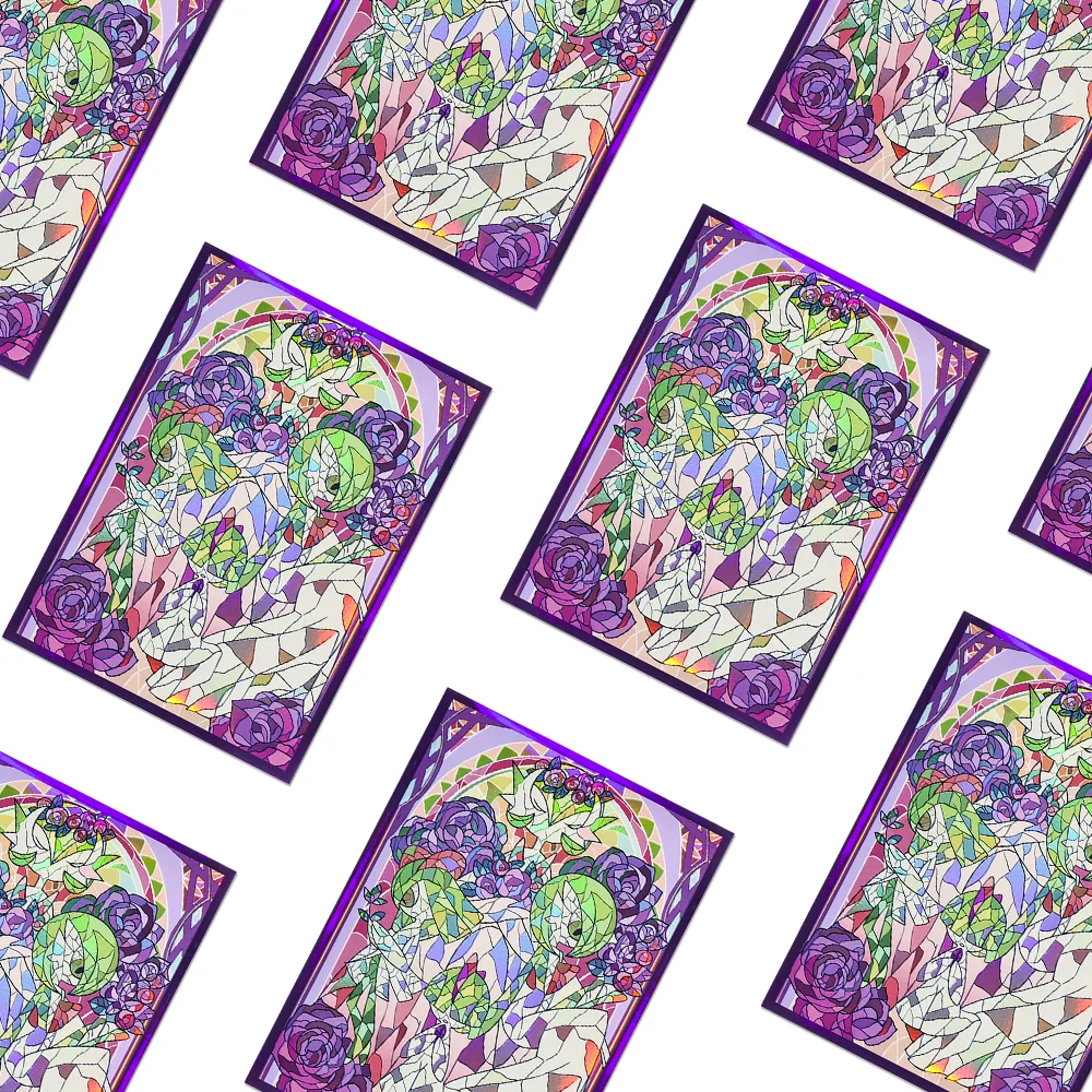 60 Stück 66x91mm Holographische Glas-Effekt Laser-Kartenhüllen Glänzende Spielkarten-Schutzhüllen für PKM/PTCG/TCG Spielkarten – Detail 17