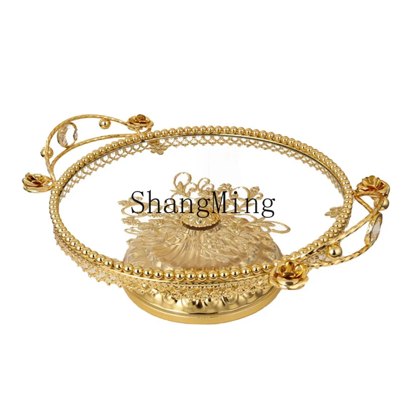 

PYH light luxury fruit plate ornaments household glass fruit plate living room new Chinese coffee table dry storage