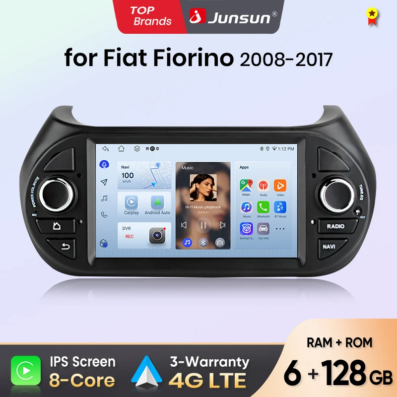 Junsun 7“ Car Radio Player For Fiat Fiorino 2008 2009-2017 Multimedia GPS Navigation autoradio Wireless Carplay Support DAB