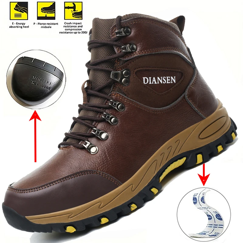 

Мужские рабочие ботинки со стальным носком, водонепроницаемая противоударная защитная обувь, нескользящая резиновая подошва, неразрушимые строительные ботинки с защитой от проколов