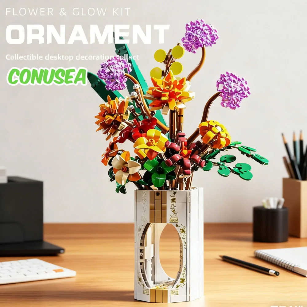 

Eternal Flower Bouquet Building Blocks vase Bonsai Potted Plant Building Bricks Constructor Toy Home Decor Christmas Gifts Girls