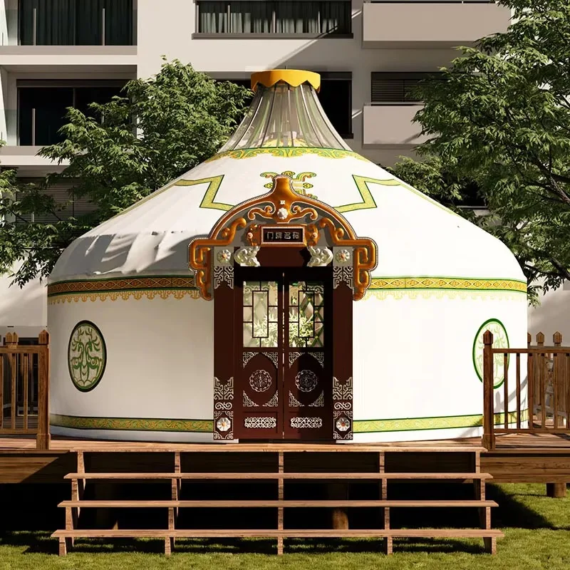 YTYIN Large Outdoor Warm Yurt Tent, Rainproof And Thickened Oxford Tent, Accommodation, Dining, Sun Shading, Windproof And Barbe
