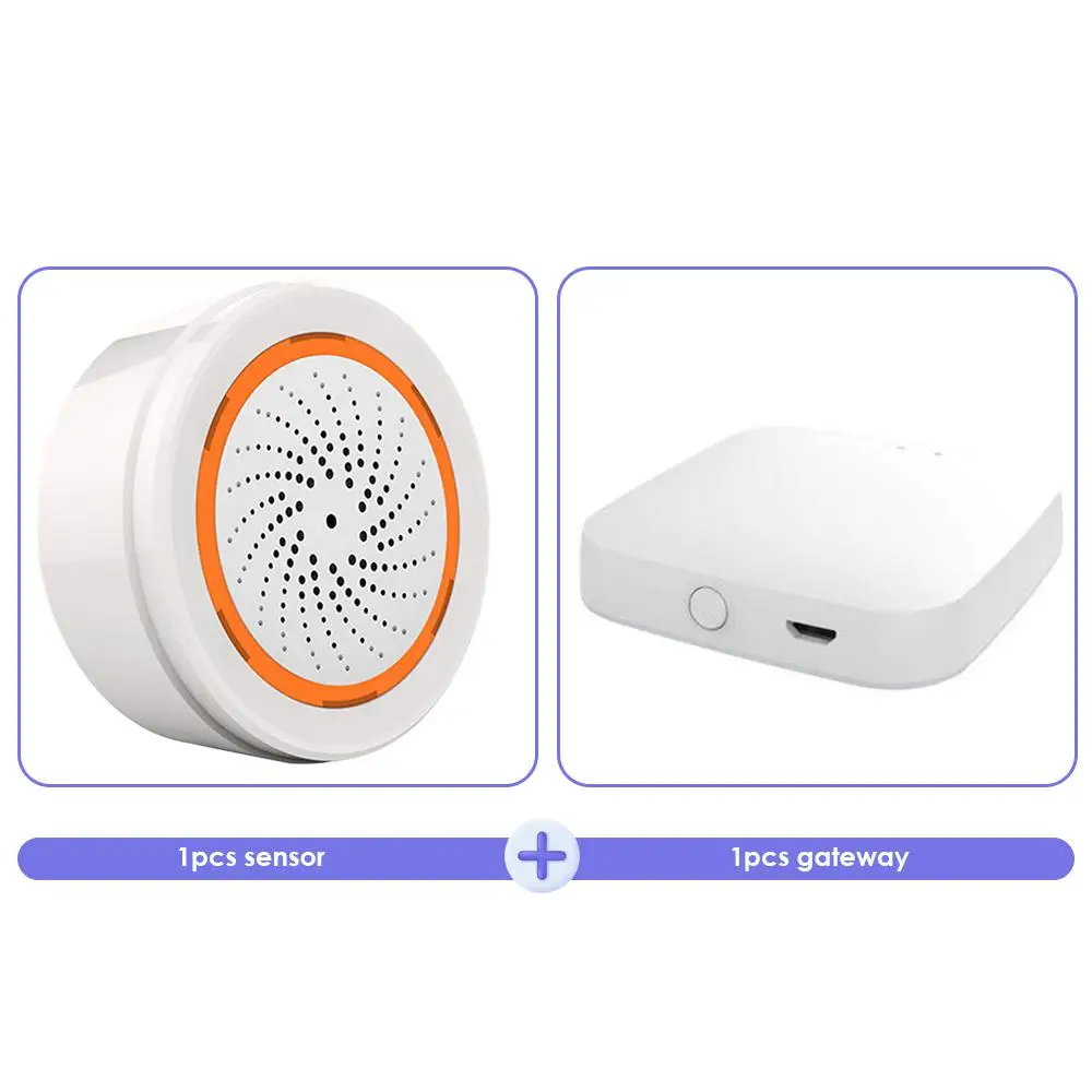 Sound Lichtsensor 90db 40m Sirene 2 in 1 Sensor USB Innen eingebaute Sirene Alarm Tuya Smart Smart Home