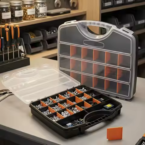 Plastic Tool Parts Box Storage Screw Box Tool Classification Electronic Drill Bit Accessories Thickened Grid Box