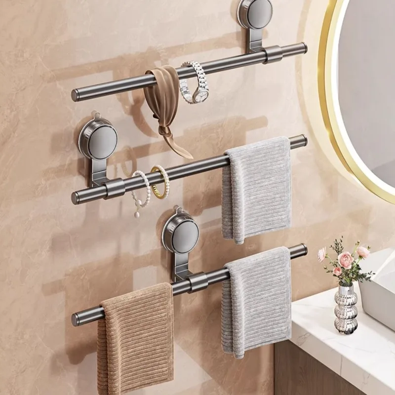 

1PC Suction Cup Towel Rack Toilet Non-punching Bathroom Towel Bar Storage Rack Toilet Bath Towel Hanging Rod Storage Hanger