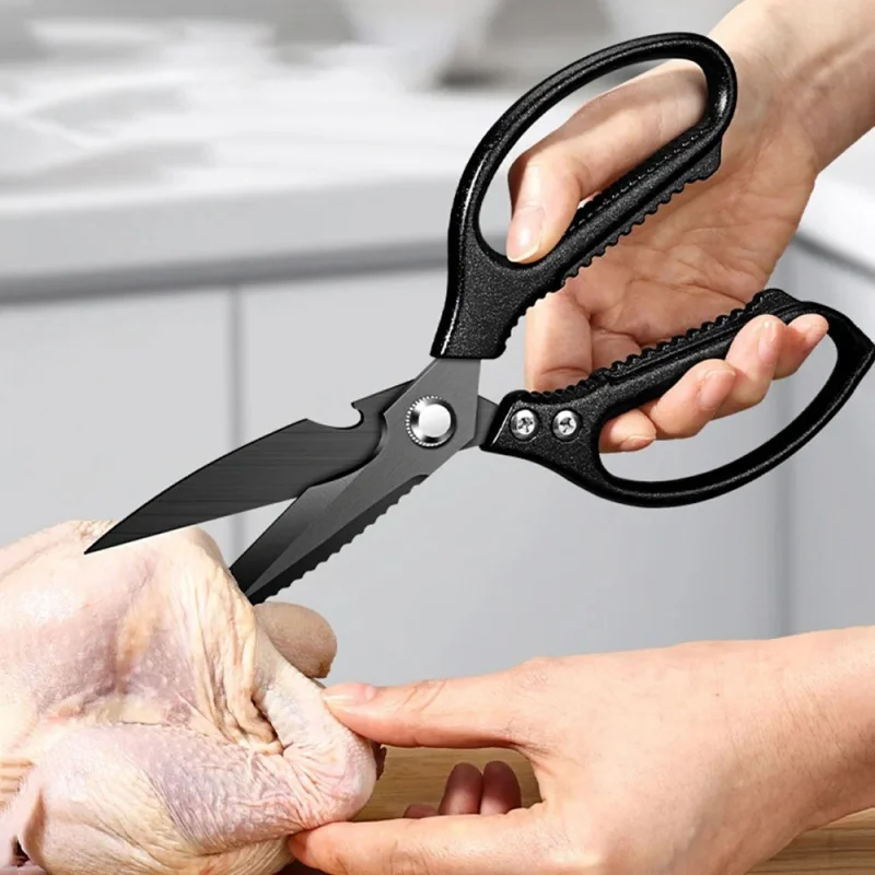 Black Stainless Steel Barbecue Scissors Shear Steak Chicken Kitchen Scissors Manufacturer Kitchen Tools Household Scissors Tools
