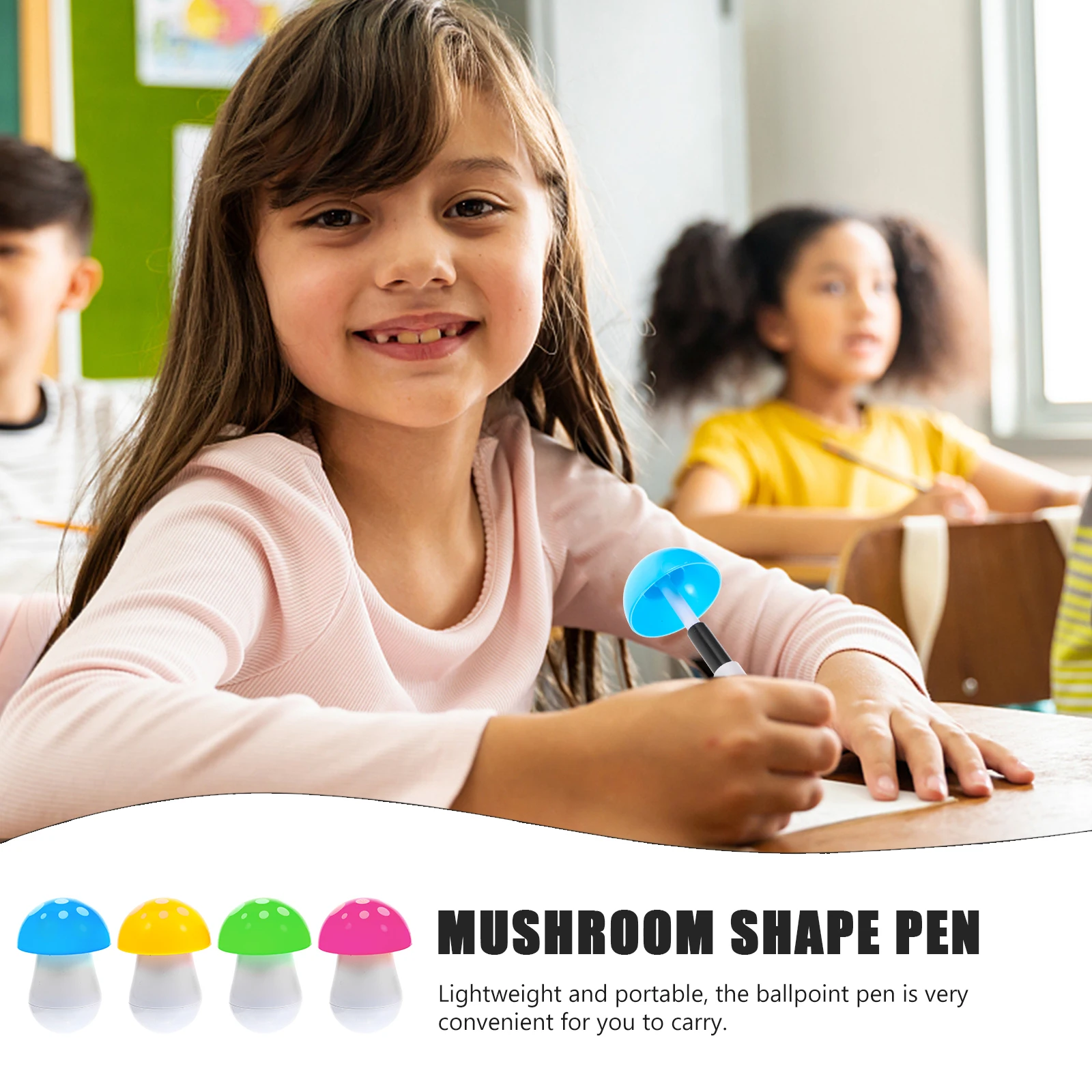 

30Pcs Lightweight Mushroom Shape Ballpoint Pens Fun Student Accessories Multi-Function Mini Writing Supplies