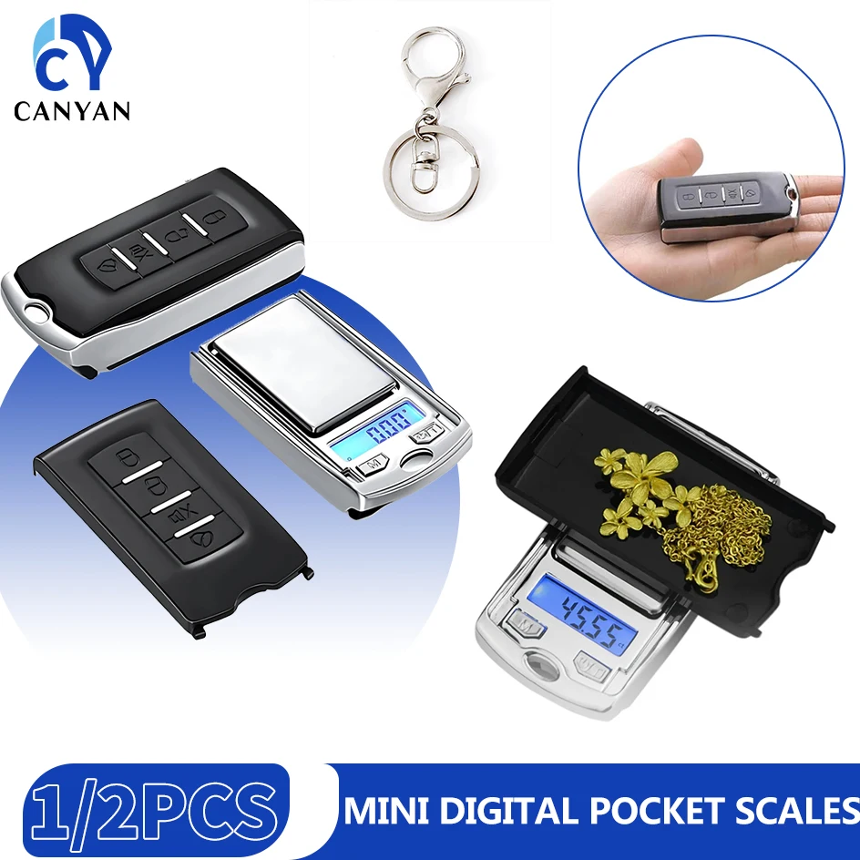 

1/2pcs 200g 0.01g Precision Portable Car Key Shape Mini Digital Pocket Electronic Gram Scale with LCD Display and Batteries