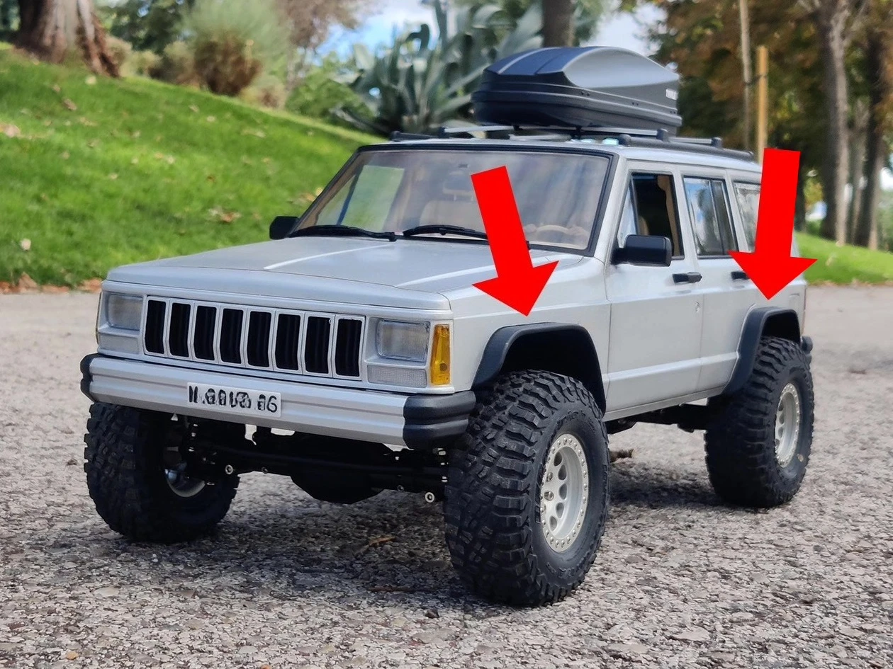 Narrow Fender Flares for Axial SCX10 II Jeep Cherokee 1/10 RC Crawler, AX90046 AX90047 Wheel Arch Trim Upgrade Parts 3D Printed