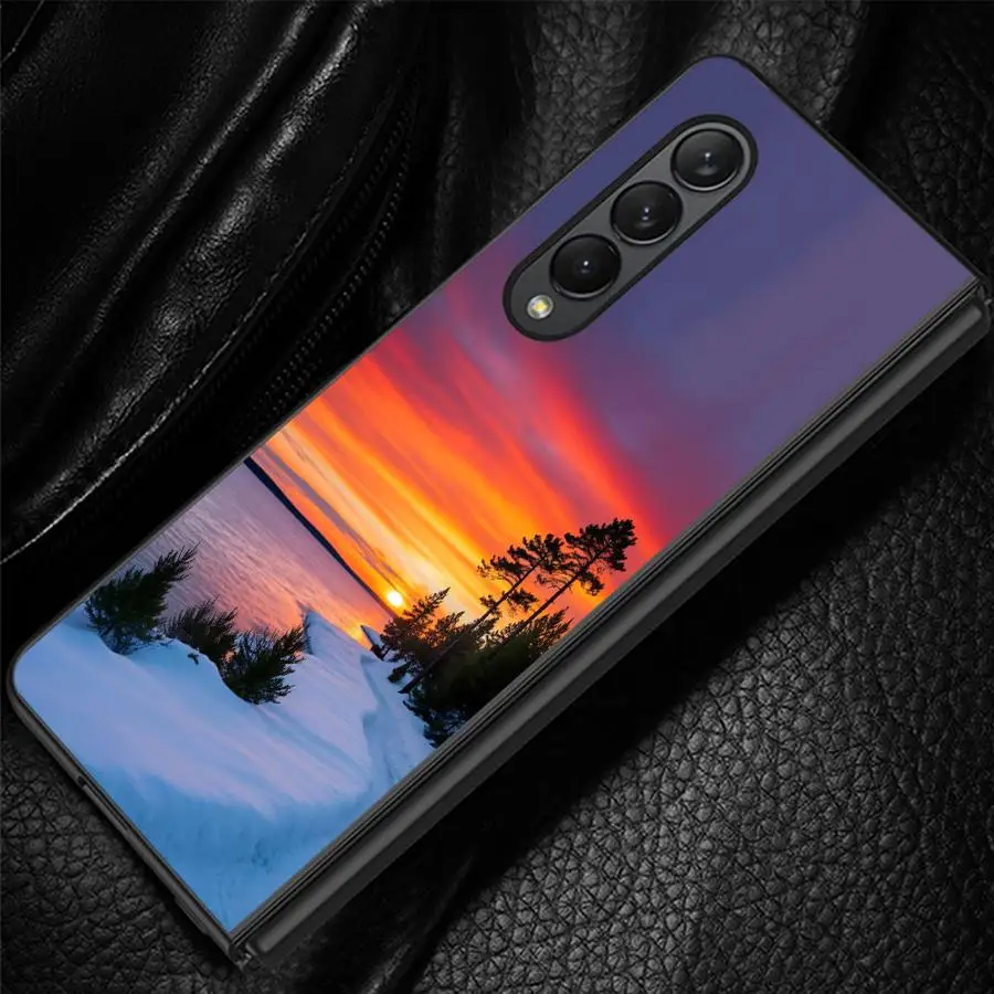 Sunset Over Frozen Lake Case for Samsung Galaxy Z Fold 8 Ultra Z Fold 7 6 5 4 3 ZFold4 ZFold6 ZFold5 ZFold3 ZFold7 Phone Shell